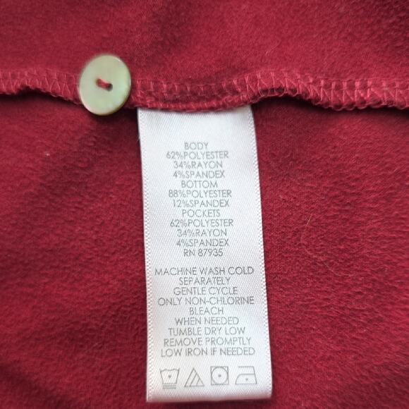LOGO Lounge Womens Sz 2X Red Asymmetrical Pockets Lagenlook Waterfall Cardigan - Picture 4 of 9